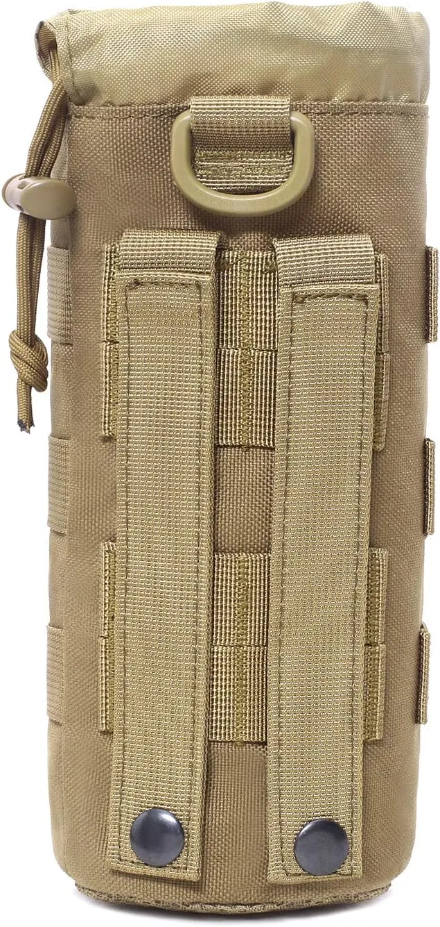 Tactical Molle Water Bottle Pouch Military Drawstring Open Top & Mesh Bottom Travel Water Bottle Holder Bag Tactical Hydration Carrier