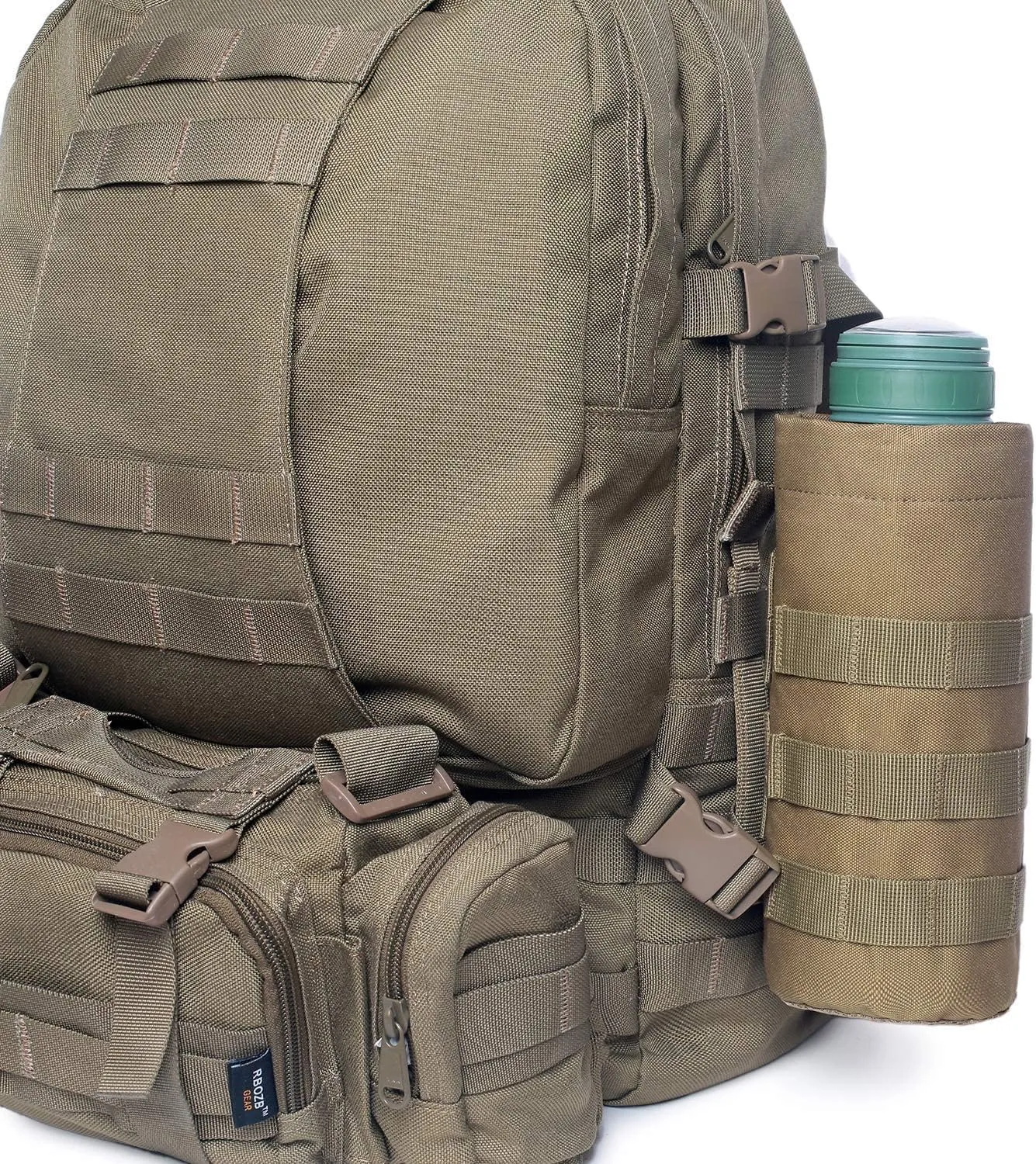 Tactical Molle Water Bottle Pouch Military Drawstring Open Top & Mesh Bottom Travel Water Bottle Holder Bag Tactical Hydration Carrier