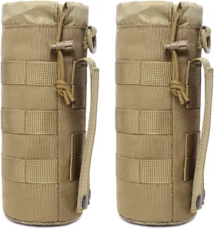 Tactical Molle Water Bottle Pouch Military Drawstring Open Top & Mesh Bottom Travel Water Bottle Holder Bag Tactical Hydration Carrier