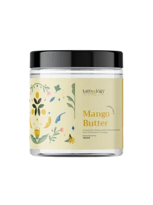 Tattva.logy Mango Butter, 100% Raw & Unrefined Body Butter for Skin & Lips, Moisturizing Formula in Plastic Jar, 50g (1.76 oz)