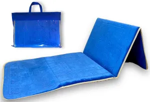 Tawakul Foldable Prayer Mat with Backrest - Thick & Padded Extra Comfort & Tote Bag for Easy Travel - Perfect for Jumah, Ramadan, Hajj, Umrah Gift for Family & Friends (Cerulean)