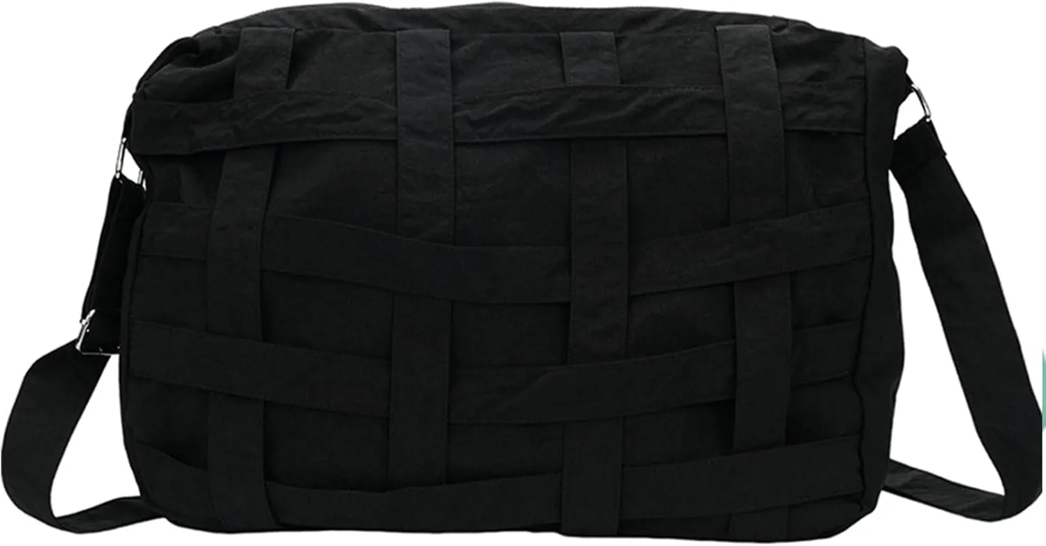 Teclado Casual Messenger Bag Interleaved Grid Nylon Crossbody Bag Chic Shoulder Bag Large Laptop Bag Travel Daypacks