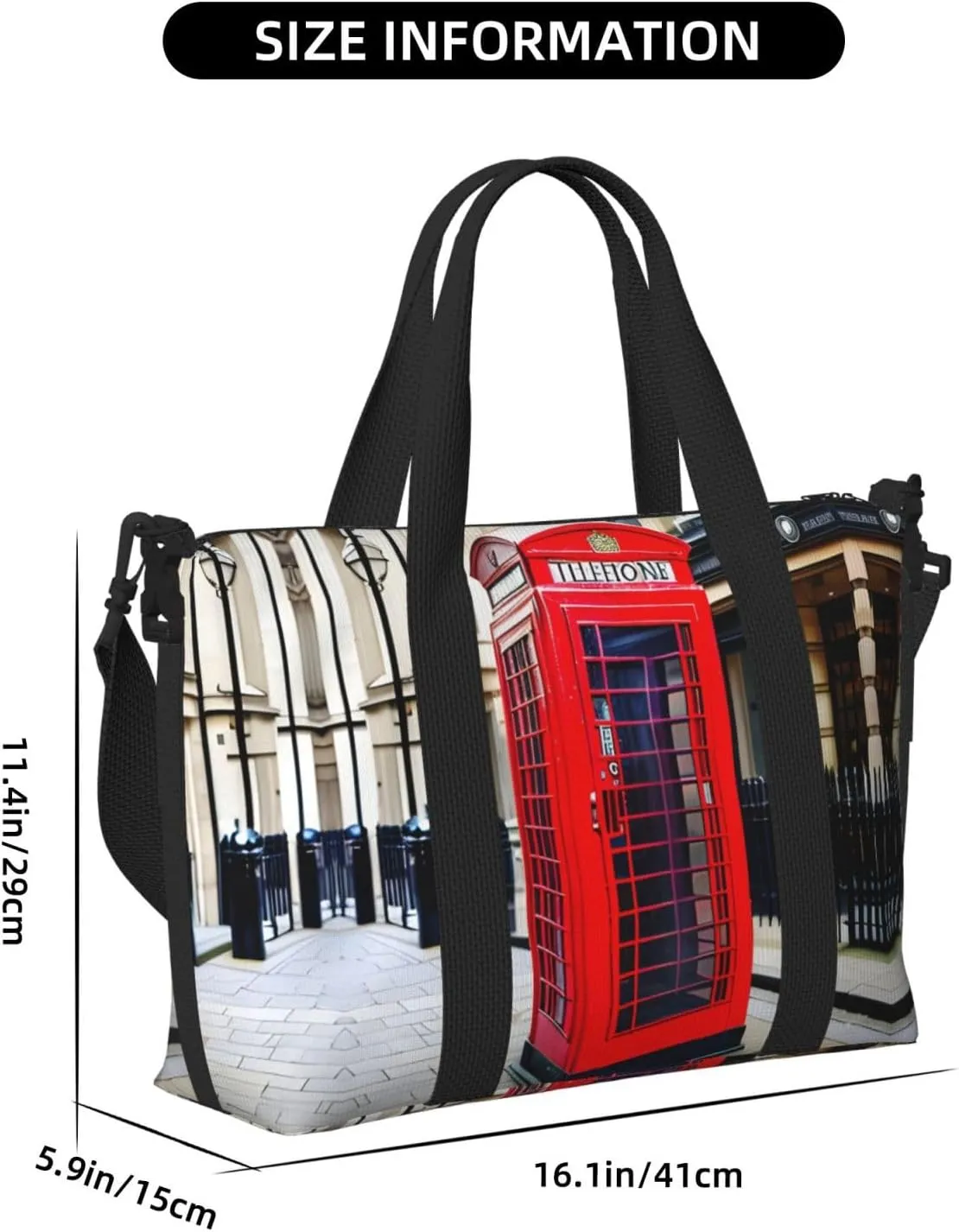Telephone Booth Travel Duffel Bag Carry On Tote Bags For Men,Weekender Overnight Bag,Sports Tote Gym Bag