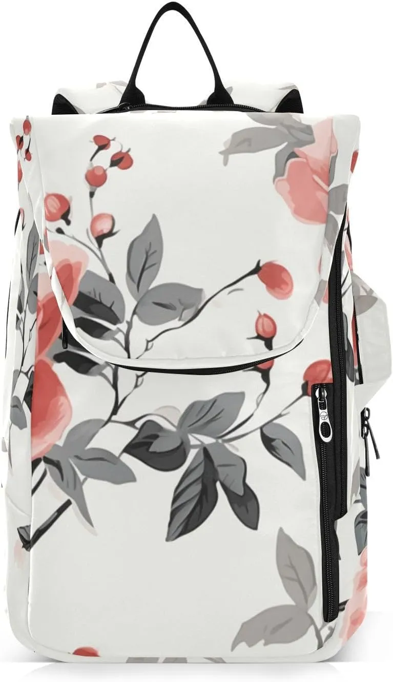 Tennis Bag Tennis Backpack for Women Men, Tennis Bag Holds 2 Rackets, Pickleball Paddles Balls, Badminton Squash, Chinese Painting Rose (2)