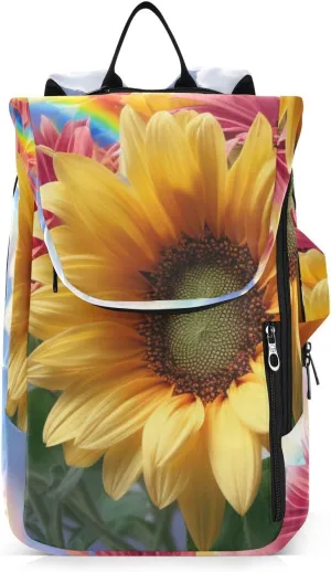 Tennis Bag Tennis Backpack for Women Men, Tennis Bag Holds 2 Rackets, Pickleball Paddles Balls, Badminton Squash, Sunflower Cloud Rainbow (1)