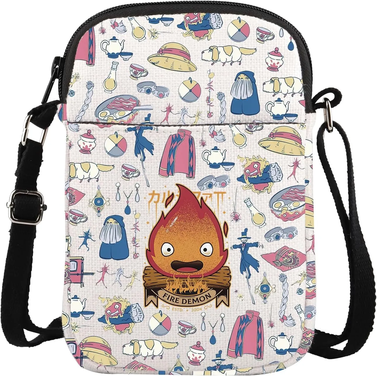 TGBJE Calc-ifer Crossbody Bags Japanese Anime Messenger Bag Movie Character Inspired Shoulder Bag Animation Fire Gift