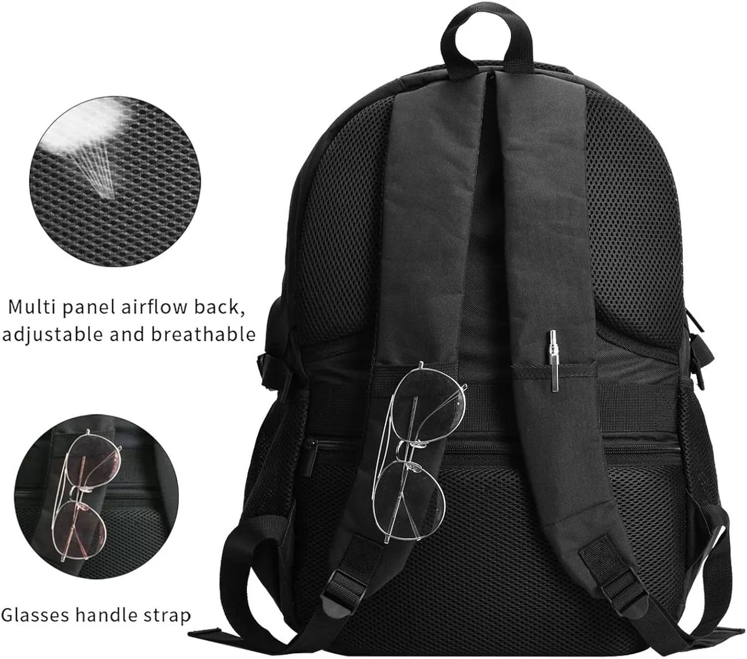 Thin Blue Line American Flags Travel Backpack Laptop Backpacks Business Rucksack Outdoor Daypack Large Sport Bag with Luggage Strap USB Charging Port for Hiking Working