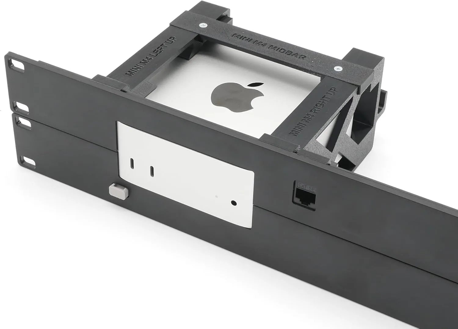 thingsNrack Rack Mount for 1-3 Apple Mac mini M4 with Remote on/Off Button and 1x RJ45 ethernet Keystone