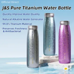 Titanium Hydrogen Water Bottle, 15oz Insulated Alkaline Water Bottle with Alpine Ore Filter Double Wall Vacuum Cup Keeps Hot or Cold for Sports Outdoor Office (Blue)