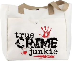 TOBGBE Funny Detective Canvas Tote Gifts for True Crime Lovers Women True Crime Jumkie Merchandise Crime Investigator Gifts (Crime TB)