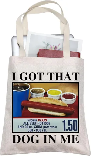 TOBGBE Funny Hot Dog Meme Gifts For Costco Hotdogs Funny Lover Shopping Bag Keep Hot Dogs Price Canvas Bag