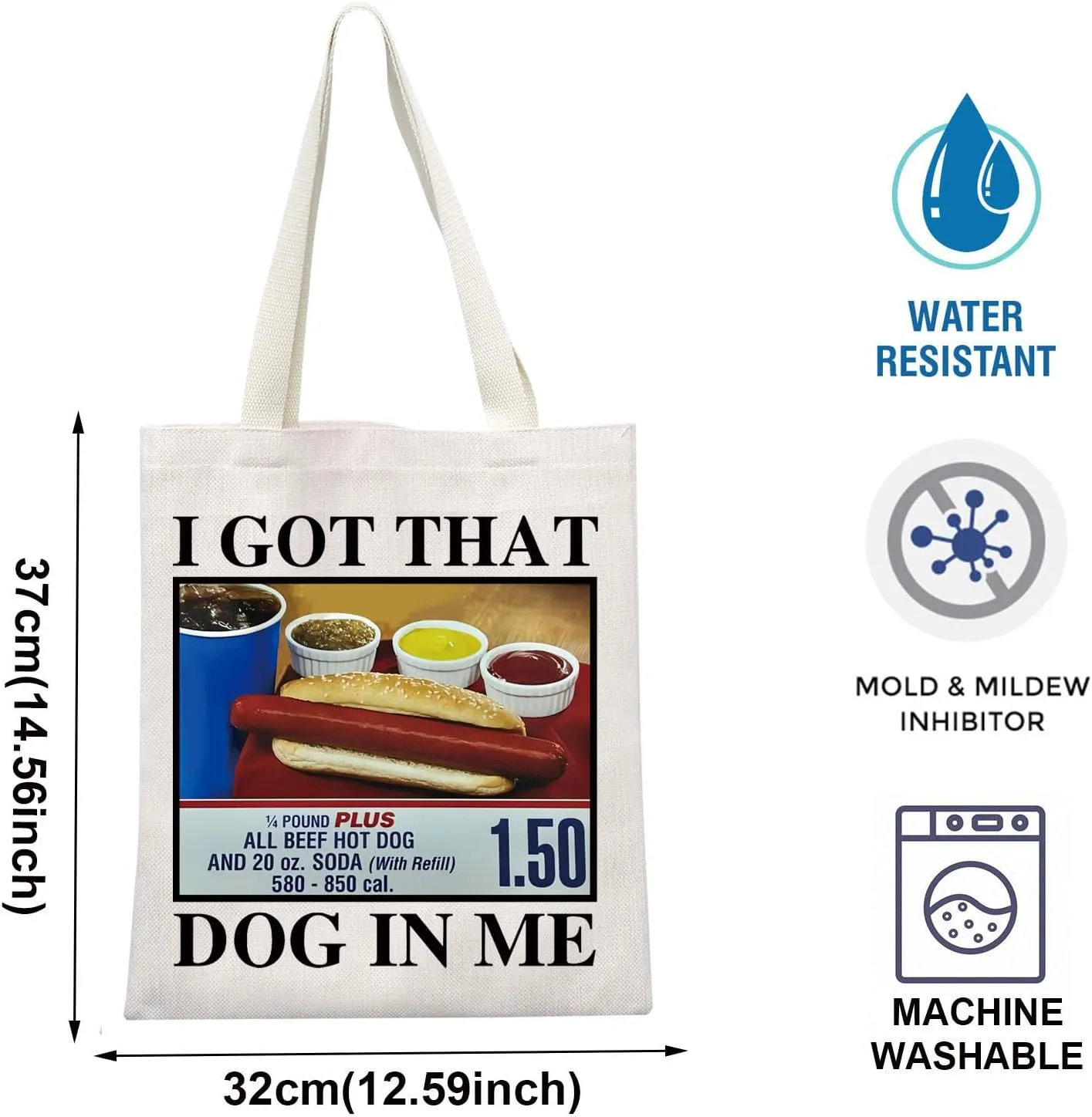 TOBGBE Funny Hot Dog Meme Gifts For Costco Hotdogs Funny Lover Shopping Bag Keep Hot Dogs Price Canvas Bag