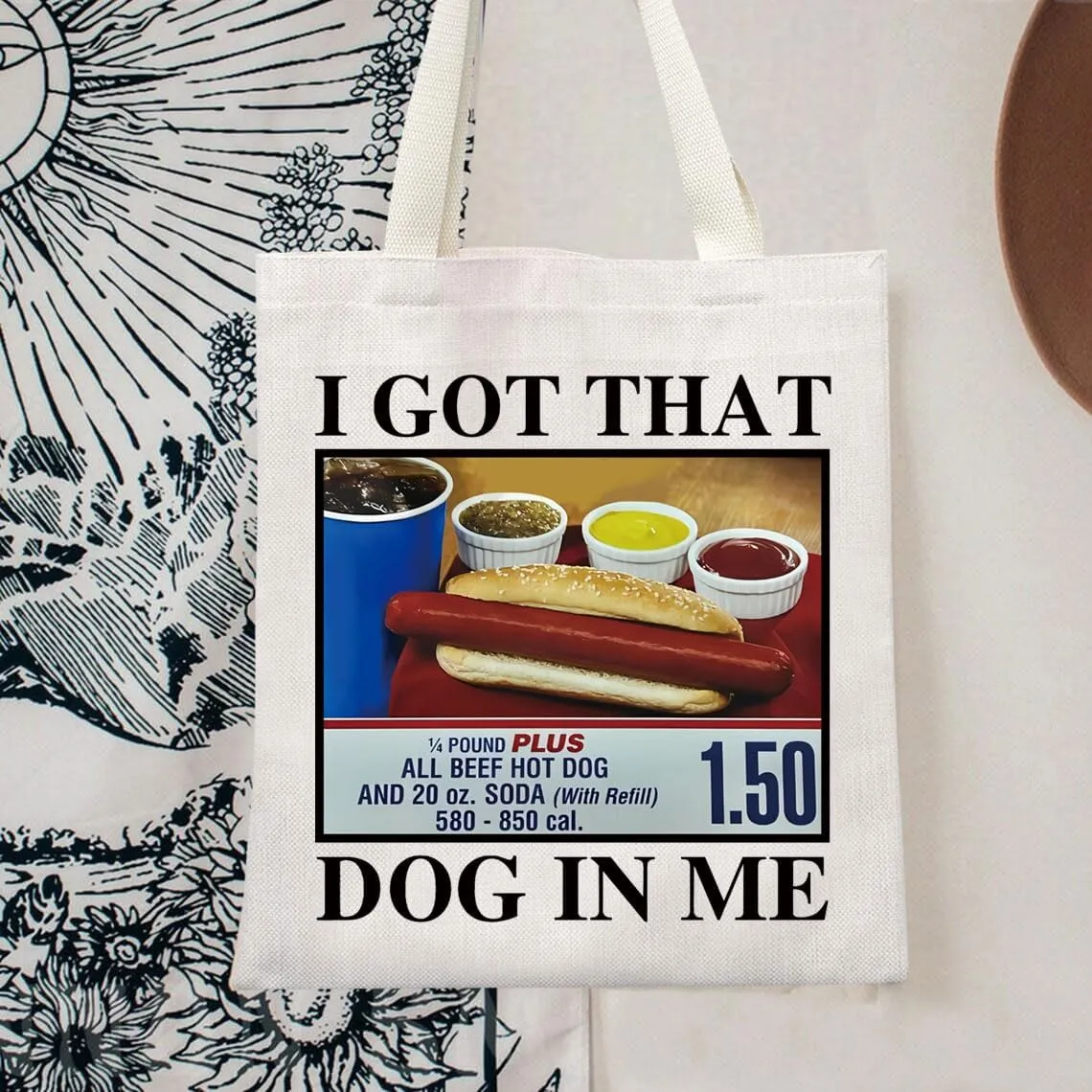 TOBGBE Funny Hot Dog Meme Gifts For Costco Hotdogs Funny Lover Shopping Bag Keep Hot Dogs Price Canvas Bag