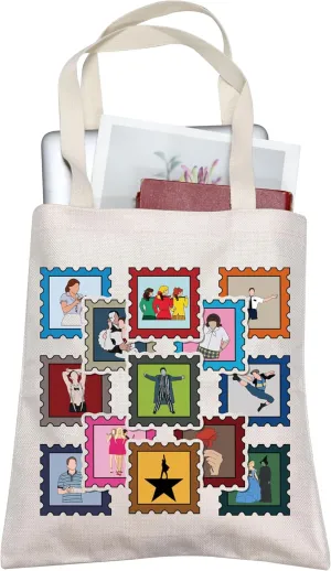 TOBGBE Musical Character Drama Center Musical Merchandise Shopping Bag Broadway Cosmetic Bag For Theater Lovers
