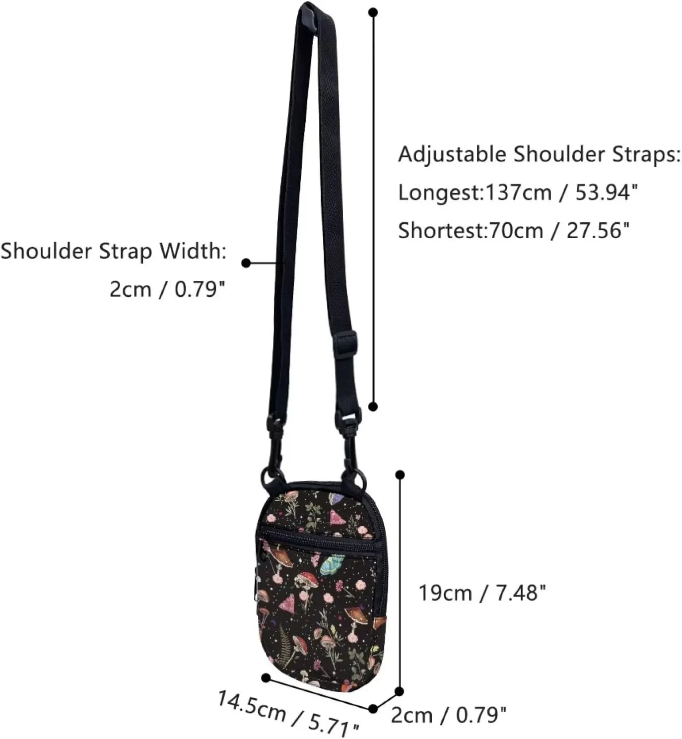 TODIYADDU Messenger Bag for Women Men Mini Shoulder Bag with Adjustable Strap Trendy Sling Purse Chest Bag for Small Items