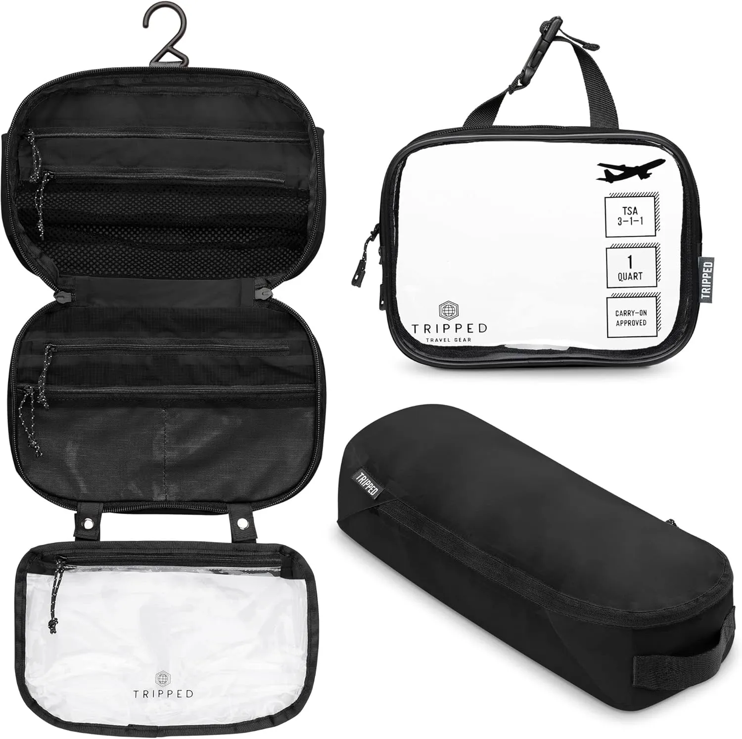 Toiletry Bag Kit Set: Hanging Travel Toiletry Bag   311 TSA Cosmetic Liquid Bag   Ultralight Accessory Organizer Pouch