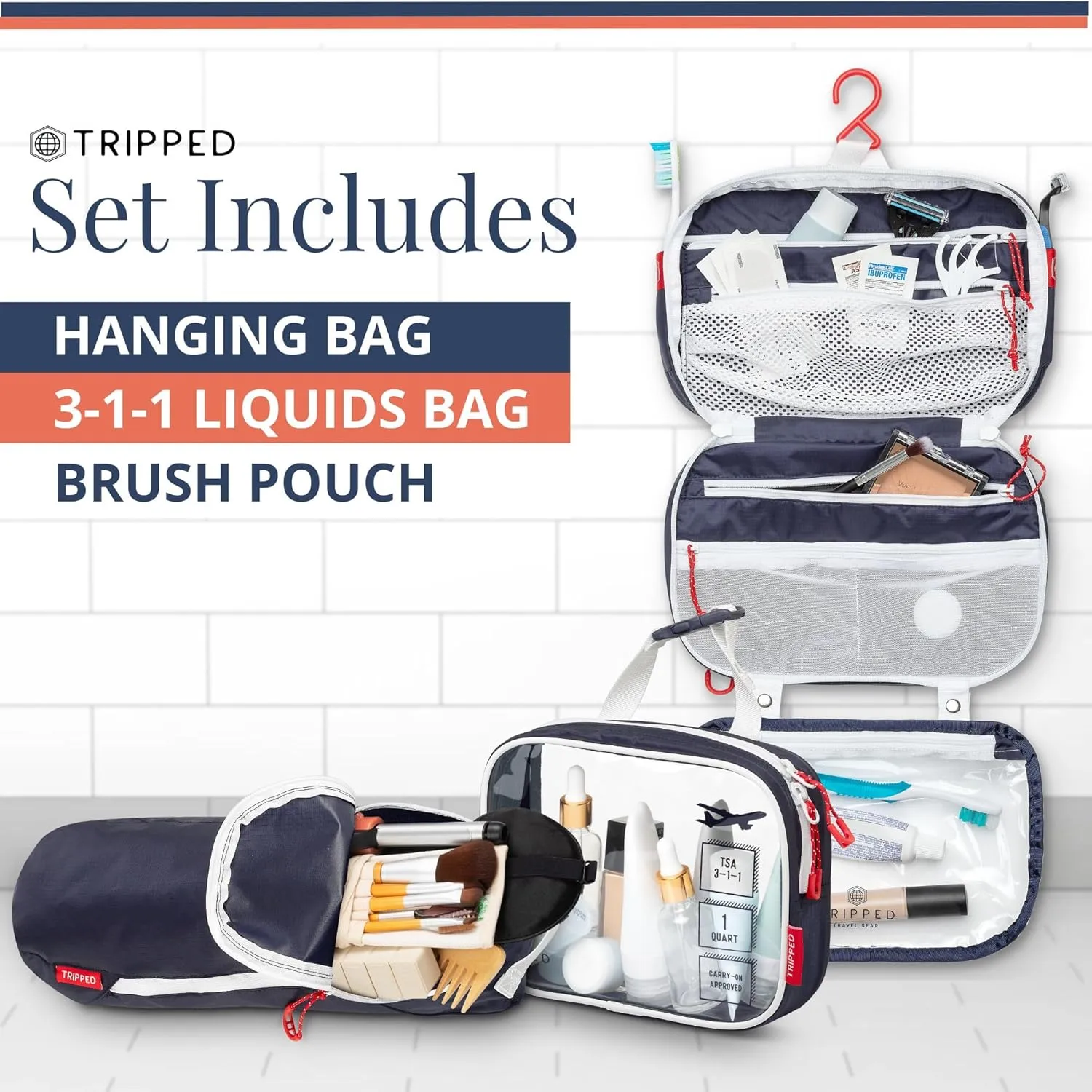 Toiletry Bag Kit Set: Hanging Travel Toiletry Bag   311 TSA Cosmetic Liquid Bag   Ultralight Accessory Organizer Pouch