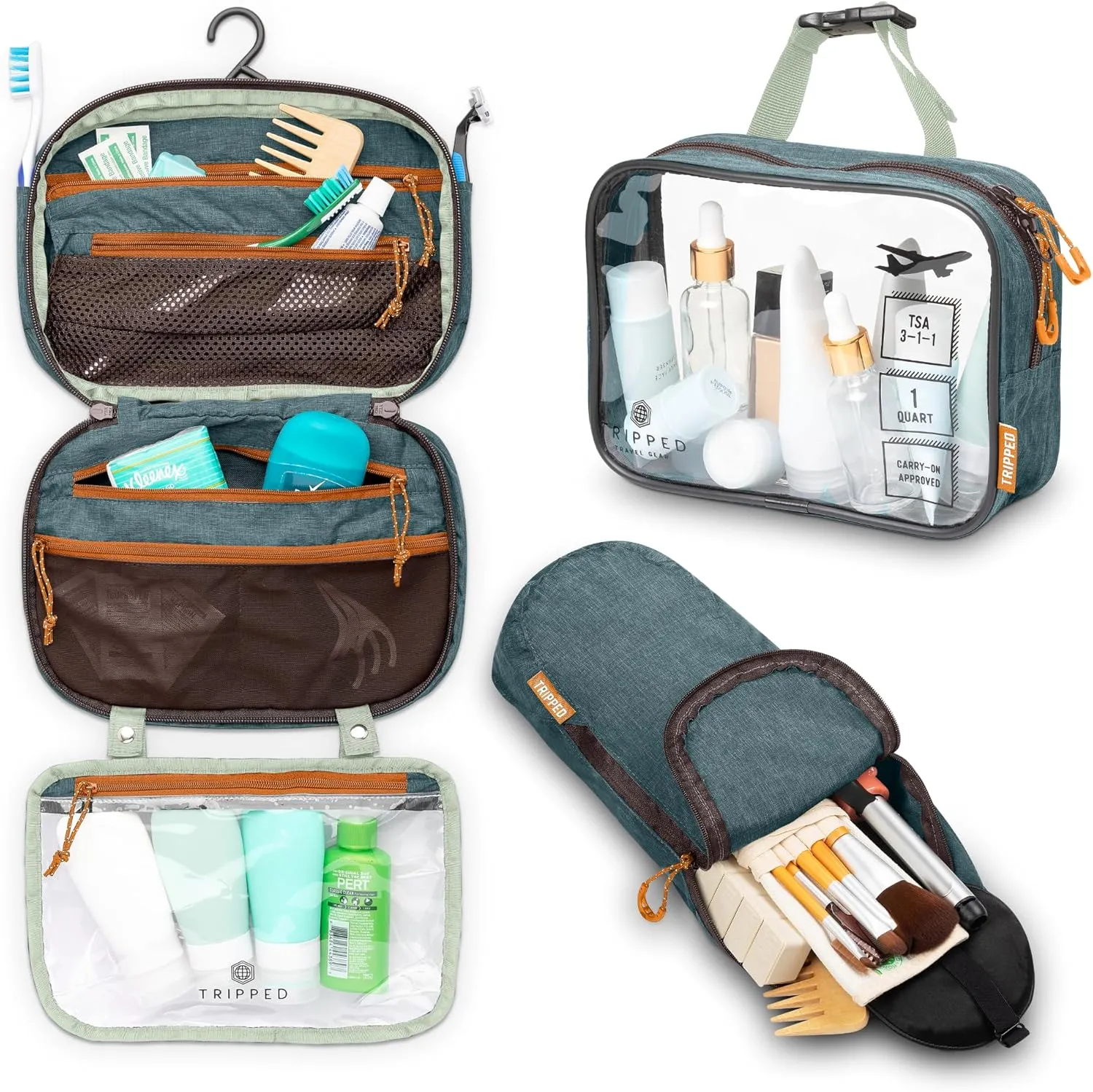 Toiletry Bag Kit Set: Hanging Travel Toiletry Bag   311 TSA Cosmetic Liquid Bag   Ultralight Accessory Organizer Pouch
