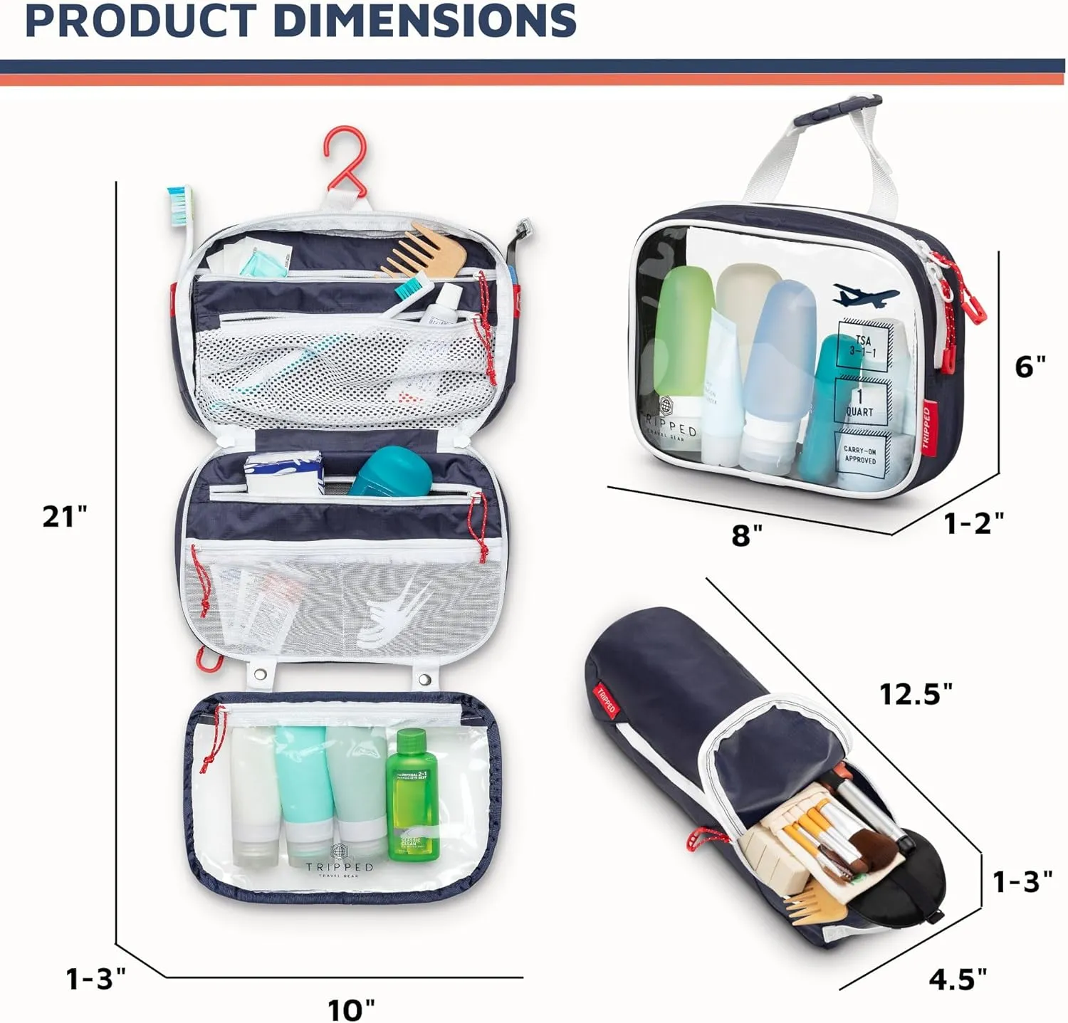 Toiletry Bag Kit Set: Hanging Travel Toiletry Bag   311 TSA Cosmetic Liquid Bag   Ultralight Accessory Organizer Pouch