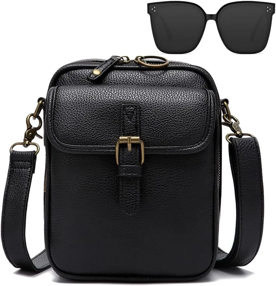 Tojoyride Crossbody Bag, Leather Messenger Bag, Vintage Mini Anti Theft Purse Shoulder Bags, Built in Wallet with Card Slots