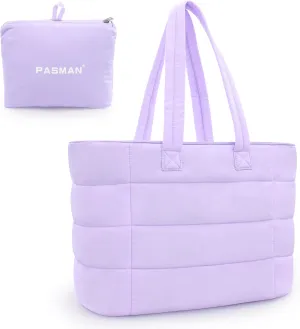 Tote Bag for Women, Lightweight Puffy Foldable Tote Bag With Zipper,Quilted Shoulder Bag for Travel,College,Work