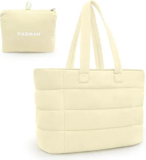 Tote Bag for Women, Lightweight Puffy Foldable Tote Bag With Zipper,Quilted Shoulder Bag for Travel,College,Work