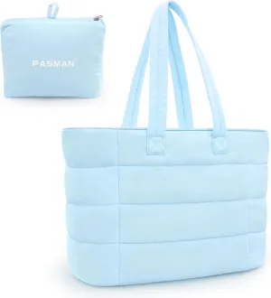 Tote Bag for Women, Lightweight Puffy Foldable Tote Bag With Zipper,Quilted Shoulder Bag for Travel,College,Work