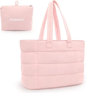 Tote Bag for Women, Lightweight Puffy Foldable Tote Bag With Zipper,Quilted Shoulder Bag for Travel,College,Work