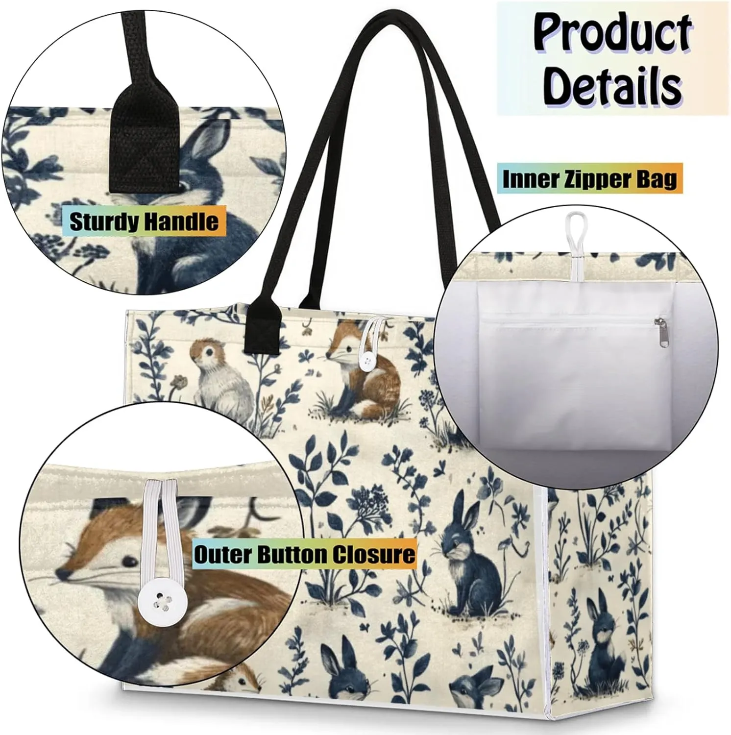 Tote Bag for Women Reusable Canvas Shoulder Bag