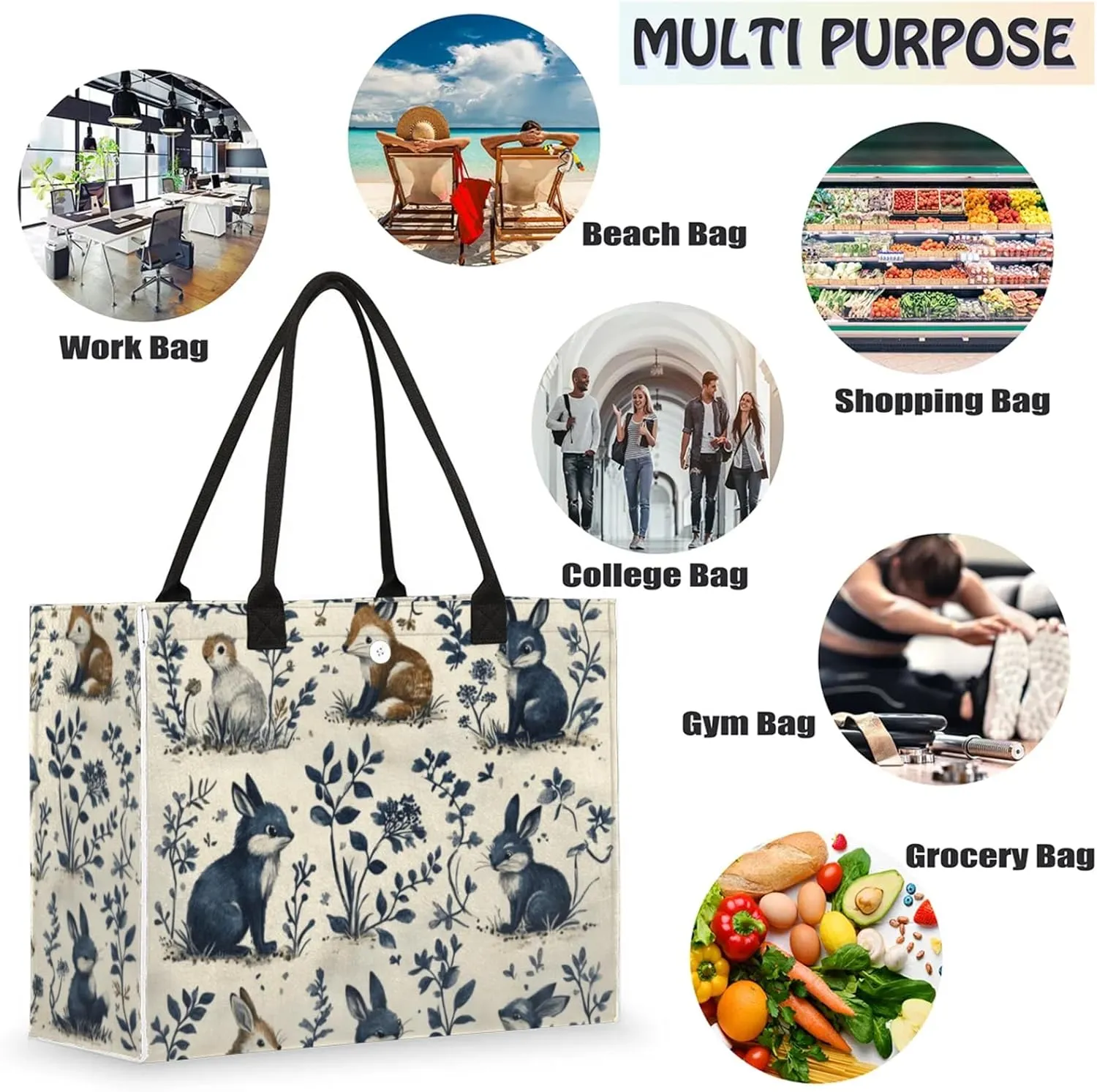 Tote Bag for Women Reusable Canvas Shoulder Bag