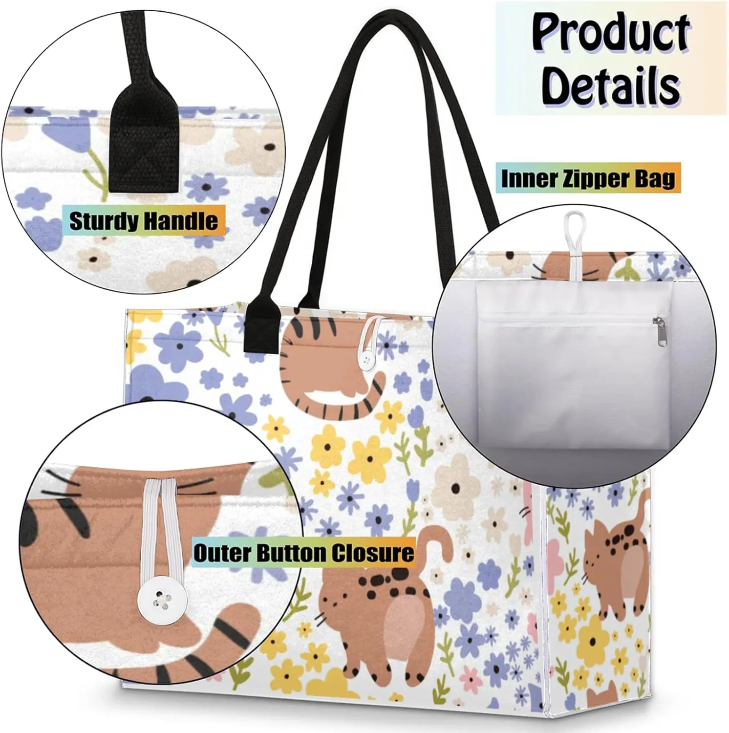Tote Bag for Women Reusable Canvas Shoulder Bag