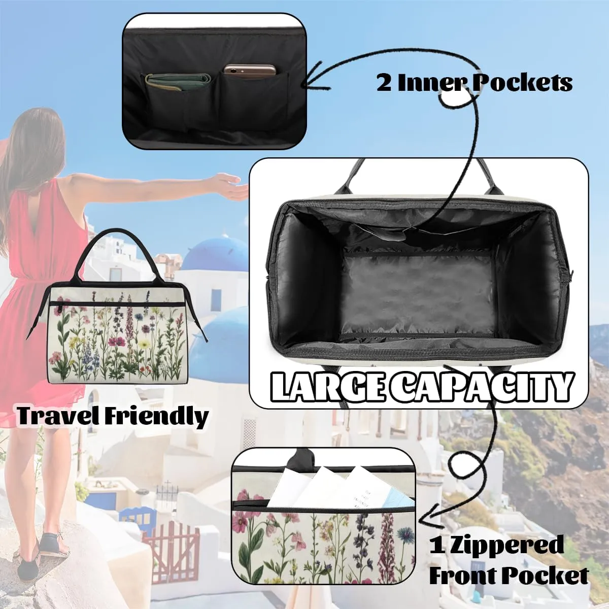 Tote Bag for Women with Zipper, Large Shoulder Bag Handbag for Travel Sports Work