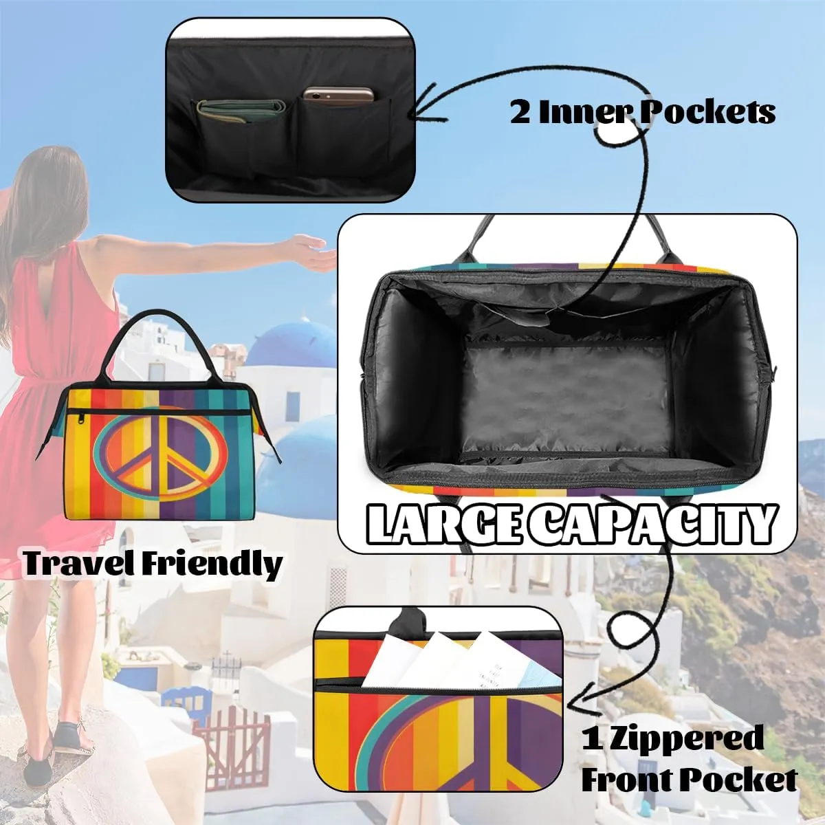 Tote Bag for Women with Zipper, Lightweight Travel Tote Bag Large Shoulder Bag Handbag for Work, Gym