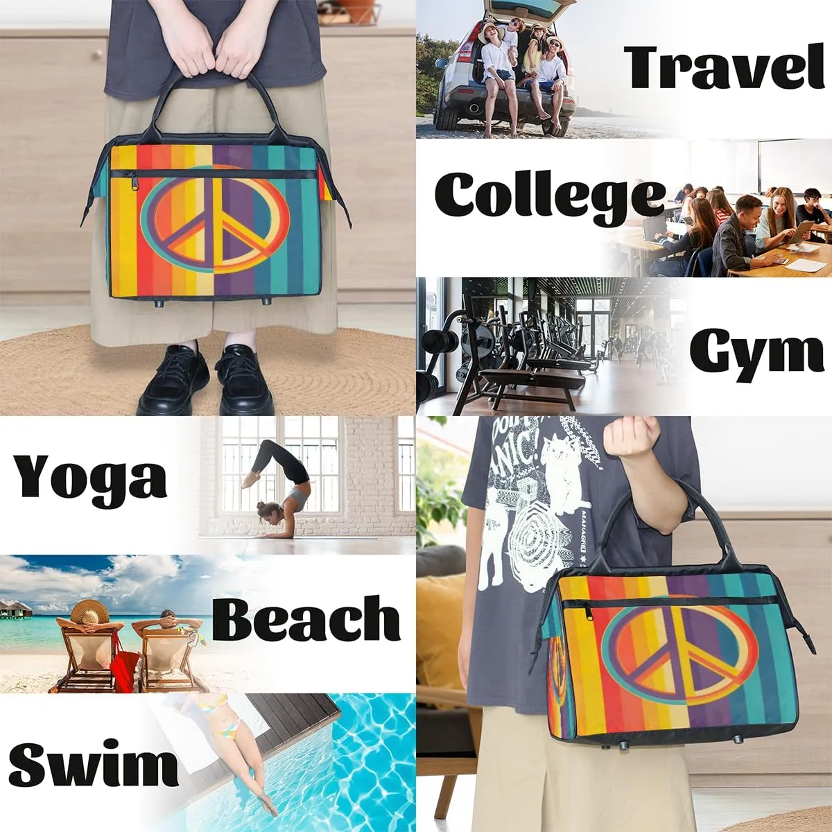Tote Bag for Women with Zipper, Lightweight Travel Tote Bag Large Shoulder Bag Handbag for Work, Gym