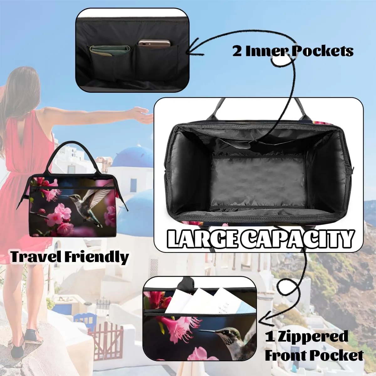 Tote Bag for Women with Zipper, Lightweight Travel Tote Bag Large Shoulder Bag Handbag for Work, Gym