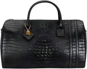 Tote&Carry Apollo 2 Duffle Bag for Travel Women & Men, TSA Approved Carry On Duffel Bag, Premium Vegan Leather w/Gold Hardware, Durable Weekender Luggage for All-Purpose Use (Black, Regular)