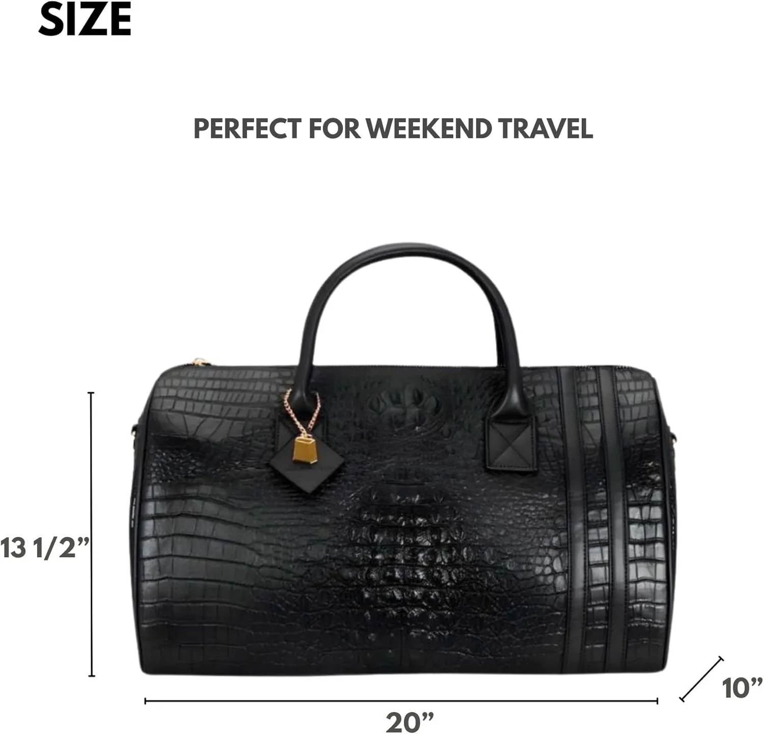 Tote&Carry Apollo 2 Duffle Bag for Travel Women & Men, TSA Approved Carry On Duffel Bag, Premium Vegan Leather w/Gold Hardware, Durable Weekender Luggage for All-Purpose Use (Black, Regular)