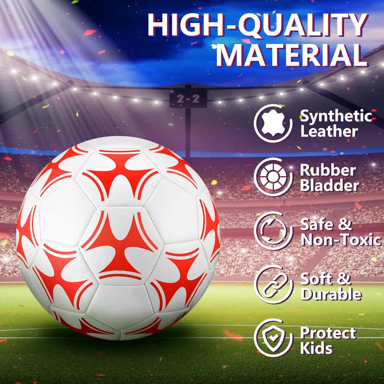 Tradder 4 Pack Soccer Ball with Pump Deflated Soccer Balls Bulk for Outdoor Indoor Game Practice Training Sport Gift for Kids Boys Youth Teens Adult Charity Donation