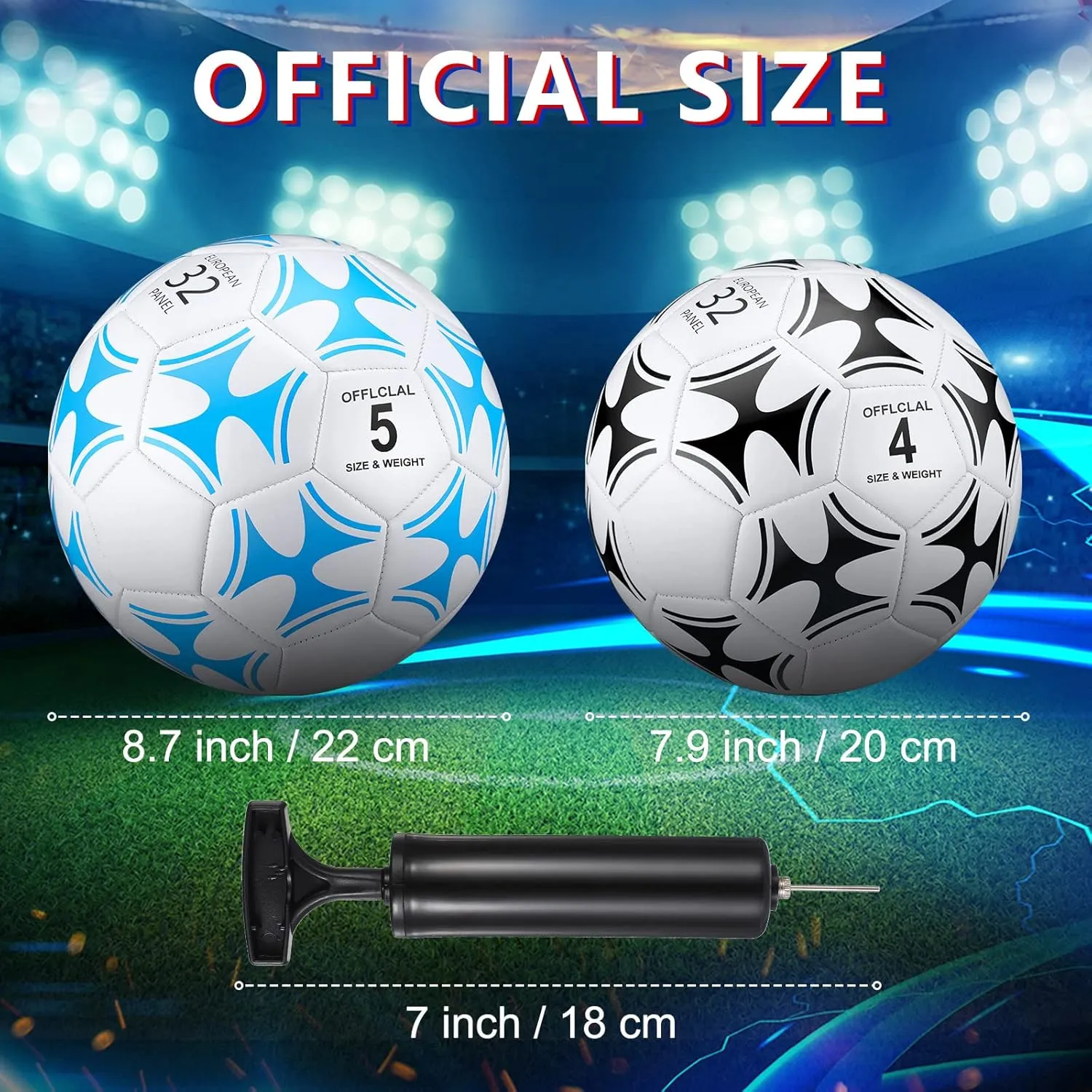 Tradder 4 Pack Soccer Ball with Pump Deflated Soccer Balls Bulk for Outdoor Indoor Game Practice Training Sport Gift for Kids Boys Youth Teens Adult Charity Donation