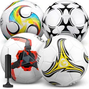 Tradder 4 Pack Soccer Ball with Pump Deflated Soccer Balls Bulk for Outdoor Indoor Game Practice Training Sport Gift for Kids Boys Youth Teens Adult Charity Donation Tradder 4 Pack Soccer Ball with Pump Deflated Soccer Balls Bulk for Outdoor Indoor Game Practice Training Sport Gift for Kids Boys Youth Teens Adult Charity Donation