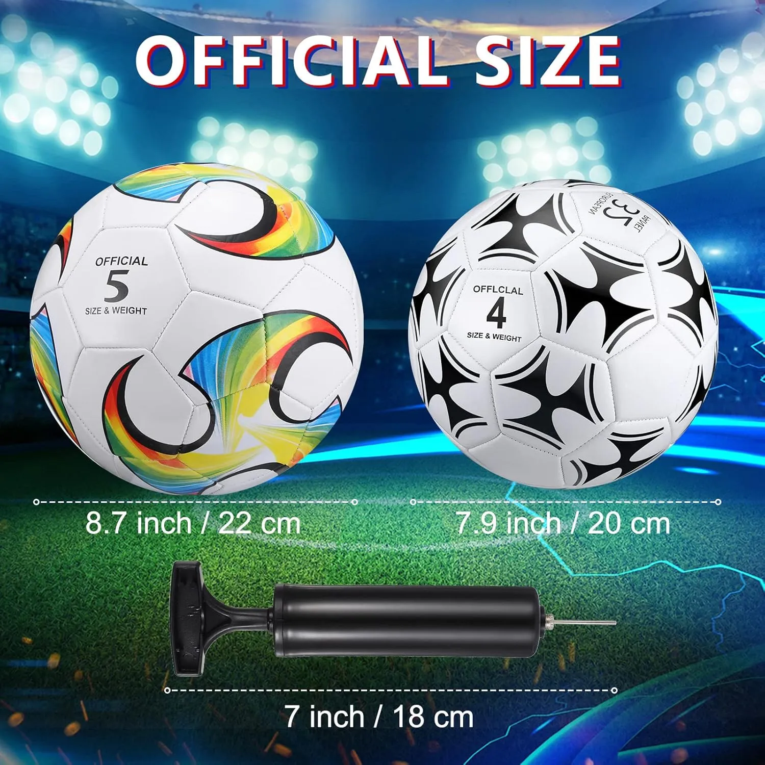 Tradder 4 Pack Soccer Ball with Pump Deflated Soccer Balls Bulk for Outdoor Indoor Game Practice Training Sport Gift for Kids Boys Youth Teens Adult Charity Donation