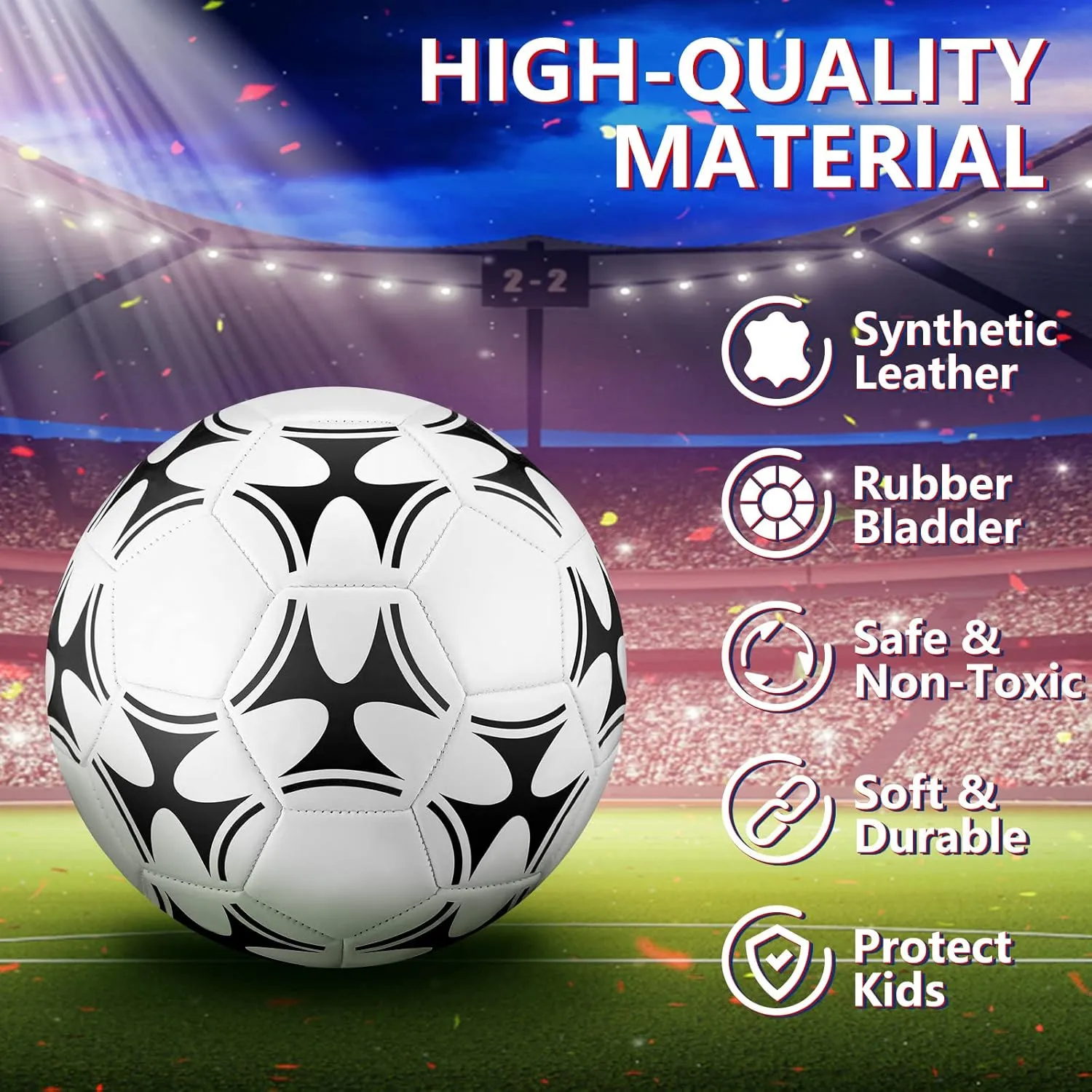 Tradder 4 Pack Soccer Ball with Pump Deflated Soccer Balls Bulk for Outdoor Indoor Game Practice Training Sport Gift for Kids Boys Youth Teens Adult Charity Donation