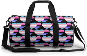 Transgender Polysexual Polyromantic Proud Heart Travel Duffel Bag Gym Bags Sports Tote Shoulder Weekender Handbag for Men Women
