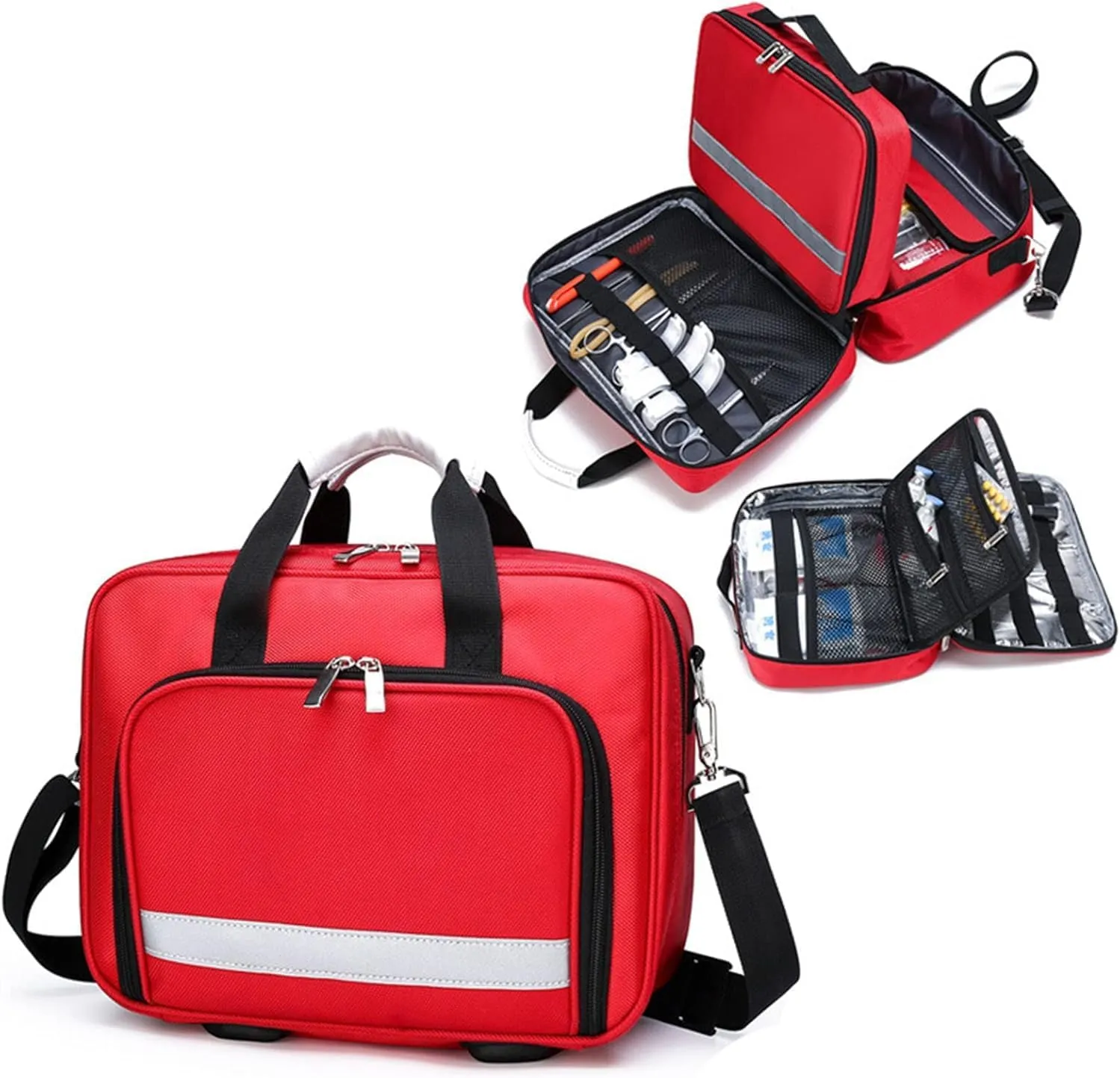 Trauma First Aid Kits Storage Bag,Emergency Shoulder Bag Empty, First Responder Bag with Handle for Home, Office, and Outdoor Adventures(Red)