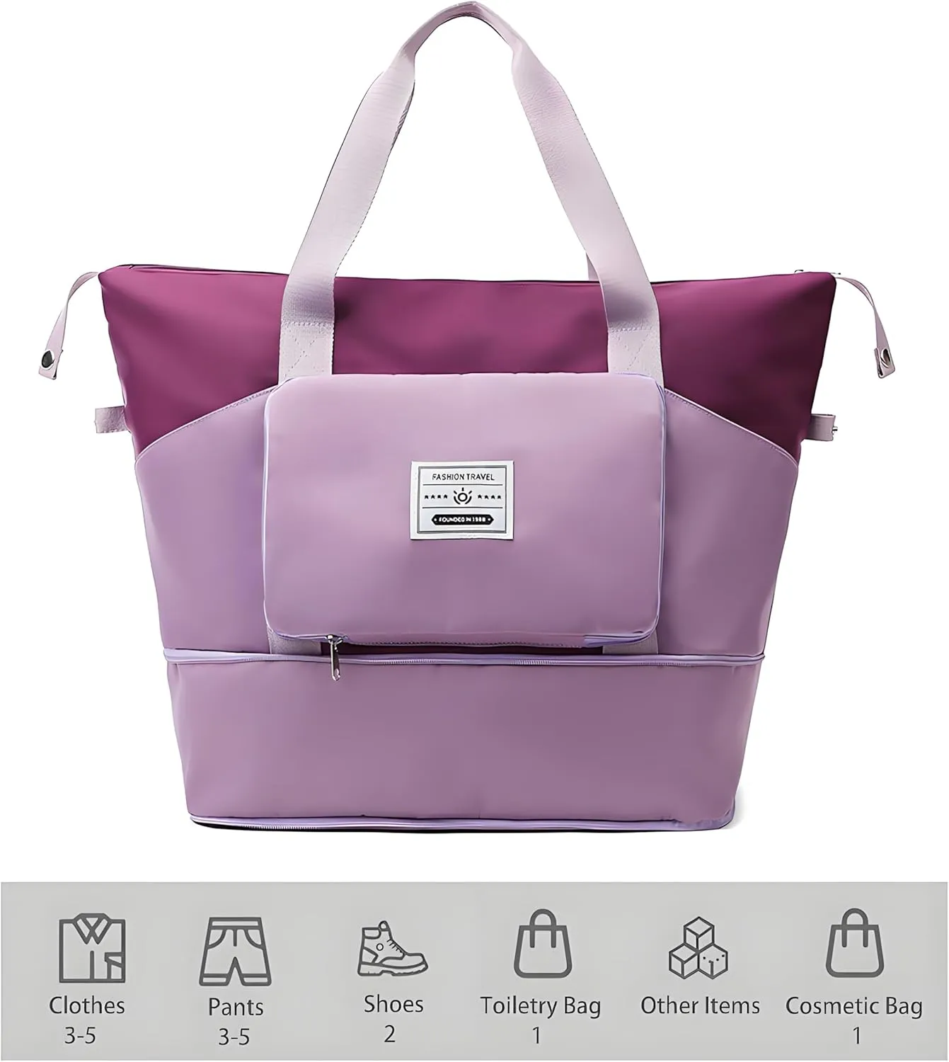 Travel Bag for Men Women, Duffle Bag & Gym Bag with Shoe Compartment, Weekender Overnight Bag with Toiletry Bag, Carry on Bags for Airplane for Travel, Trip, Gym, Yoga