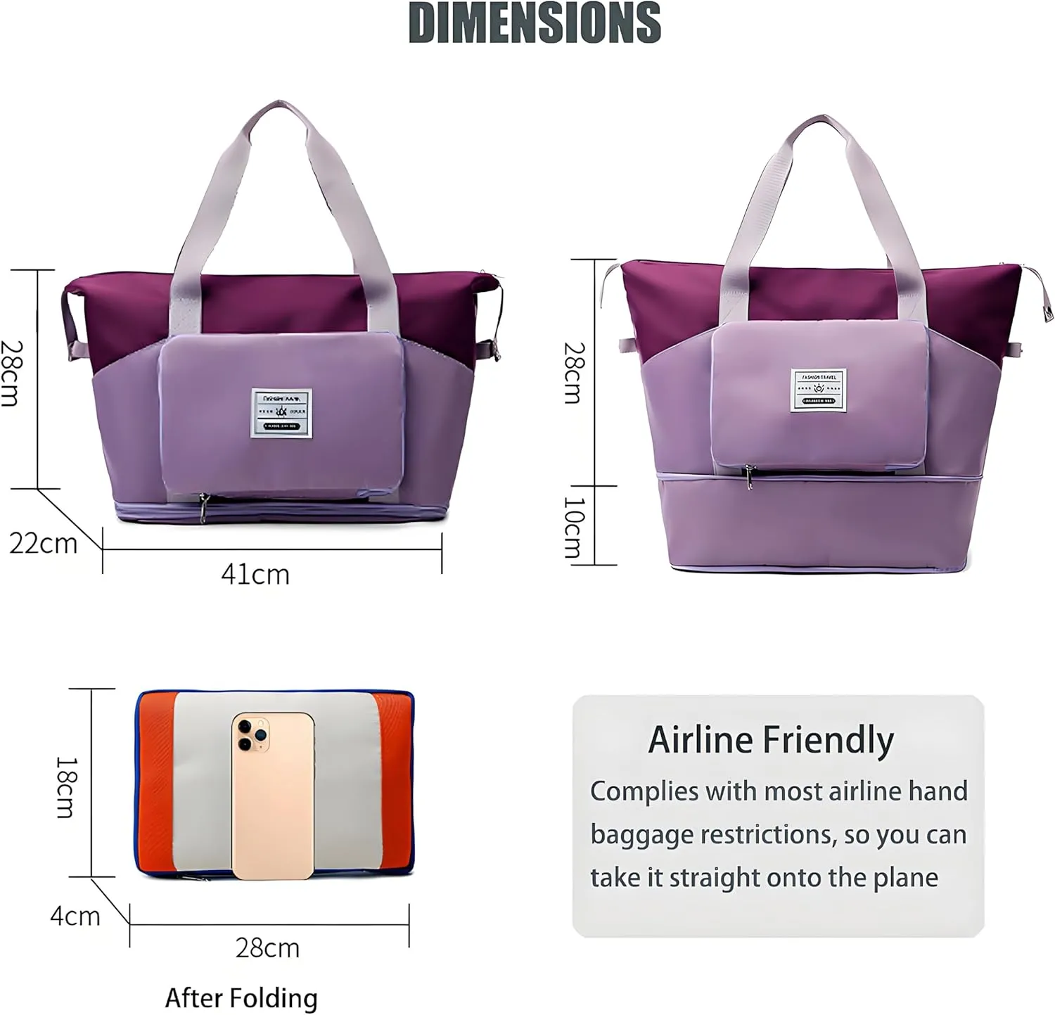 Travel Bag for Men Women, Duffle Bag & Gym Bag with Shoe Compartment, Weekender Overnight Bag with Toiletry Bag, Carry on Bags for Airplane for Travel, Trip, Gym, Yoga