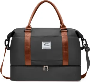 Travel Bag with Shoes Compartment,Weekender Bags for Women Travel,Carry On Duffel Overnight Bag with Trolley Sleeve & Wet Pocket,Travel tote Bag Sports Gym Bag