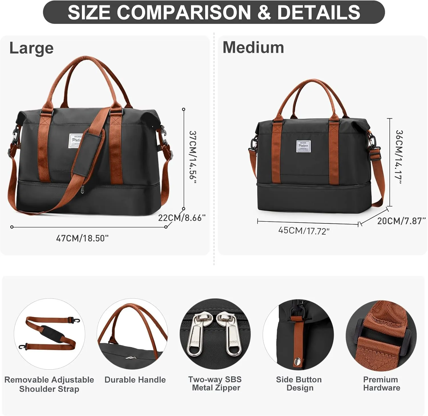 Travel Bag with Shoes Compartment,Weekender Bags for Women Travel,Carry On Duffel Overnight Bag with Trolley Sleeve & Wet Pocket,Travel tote Bag Sports Gym Bag