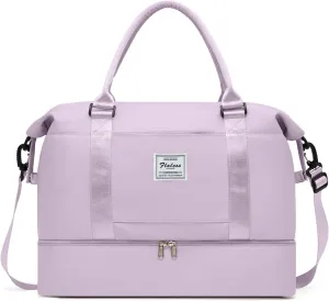 Travel Bag with Shoes Compartment,Weekender Bags for Women Travel,Carry On Duffel Overnight Bag with Trolley Sleeve & Wet Pocket,Travel tote Bag Sports Gym Bag