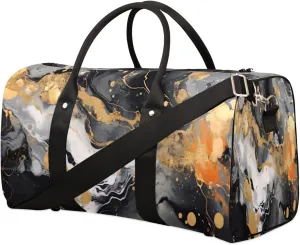 Travel Duffel Bag, Alcohol Ink Marble Sports Tote Gym Bag Foldable Weekender Bag Carry on Luggage Handle Bag Overnight Shoulder Bag for Women Men